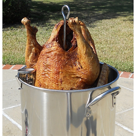 King Kooker 30 qt. Stainless Steel Turkey Pot with Lid Lifting Rack and  Hook Deep Fry Thermometer SS 30 PKS - The Home Depot