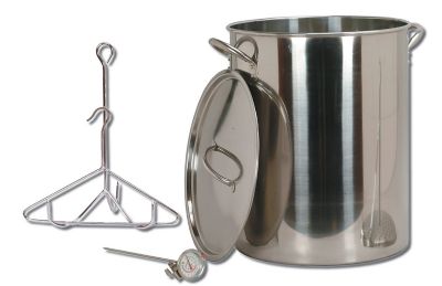 Image showing  Stainless Steel Turkey Pot with Lid Lifting Rack and Hook Deep Fry Thermometer, 30 qt.