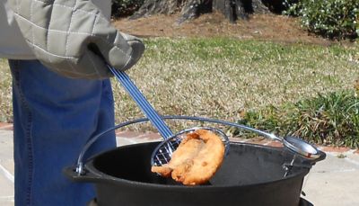 Image showing  Portable Propane Gas Outdoor Cooker with Cast-Iron Dutch Oven and Aluminum Lid, 54,000 BTU, Black