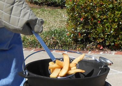 Image showing  Portable Propane Gas Outdoor Cooker with Cast-Iron Dutch Oven and Aluminum Lid, 54,000 BTU, Black