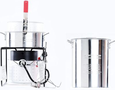 Image showing  12 in. Welded Square Propane Gas Outdoor Turkey Fryer with 29 qt. with Rack, Hook, Basket, Thermometer, 33,000 BTU