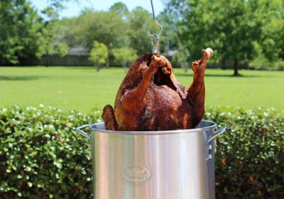 Image showing  12 in. Welded Square Propane Gas Outdoor Turkey Fryer with 29 qt. with Rack, Hook, Basket, Thermometer, 33,000 BTU