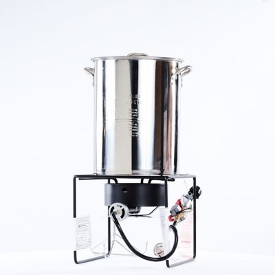 King Kooker 38,000 BTU 12 in. Welded Square Turkey Fryer Package with Stainless Steel Turkey Pot