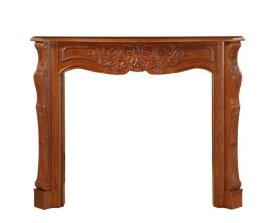 Pearl Mantels French Provincial Style Mantel Surround, Hand Carved with Exquisite Detailing, Walnut, 48 in. x 42 in.