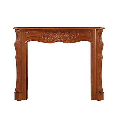 Pearl Mantels French Provincial Style Mantel Surround, Hand Carved with Exquisite Detailing, Walnut, 48 in. x 42 in.
