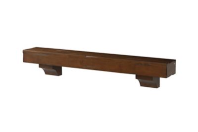 Image showing  60 in. Hand-Distressed Hand-Finished Premium Pine Wood Fireplace Shelf Mantel, Pine Brown, 60 in.