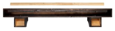 Image showing  72 in. Hand-Distressed Hand-Finished Premium Pine Wood Fireplace Shelf Mantel, Distressed Brown