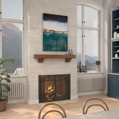 Image showing  72 in. Hand-Distressed Hand-Finished Premium Pine Wood Fireplace Shelf Mantel, Cherry Brown