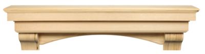 Pearl Mantels Premium Wood Fireplace Shelf Mantel with Corbels and Arch, Versatile, Unfinished, 48 in.