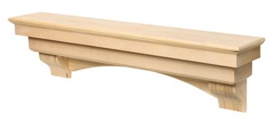 Image showing 5 th Pearl Mantels 60 in. Premium Wood Fireplace Shelf Mantel with Corbels and Arch, Unfinished