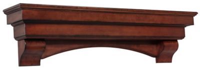 Image showing  60 in. Premium Wood Versatile Fireplace Shelf Mantel with Corbels and Arch, Brown