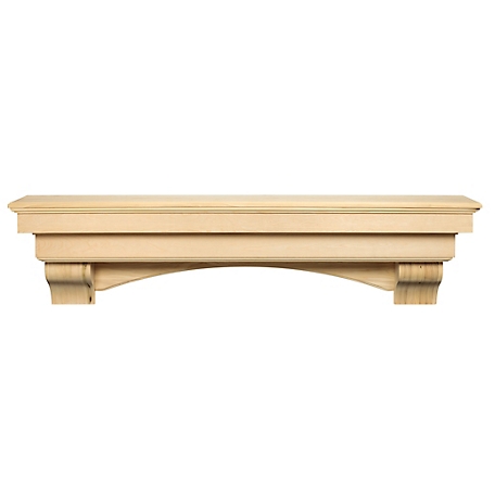 Pearl Mantels Premium Wood Fireplace Shelf Mantel with Corbels and Arch, Versatile, Unfinished, 72 in.