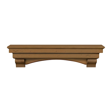 Pearl Mantels Hand-Distressed Hand-Finished Premium Pine Wood Fireplace Shelf Mantel, Versatile, Antique Brown, 60 in.