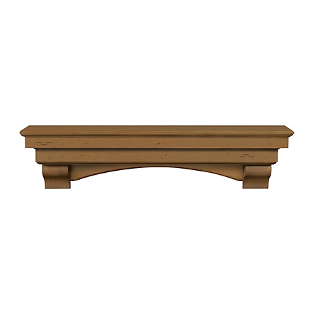 Pearl Mantels Hand-Distressed Hand-Finished Premium Pine Wood Fireplace Shelf Mantel, Versatile, Antique Brown, 72 in.