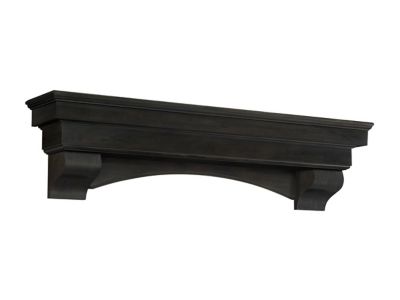 Image showing  72 in. Hand-Distressed Hand-Finished Premium Pine Wood Versatile Fireplace Shelf Mantel, Distressed Brown
