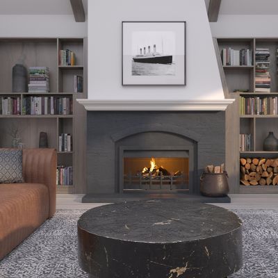 Image showing  72 in. Clean Sophisticated Premium MDF Fireplace Shelf Mantel, White