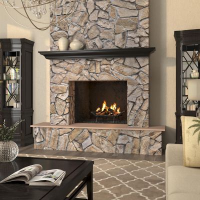 Image showing  72 in. Clean Sophisticated Premium MDF Fireplace Shelf Mantel, Black