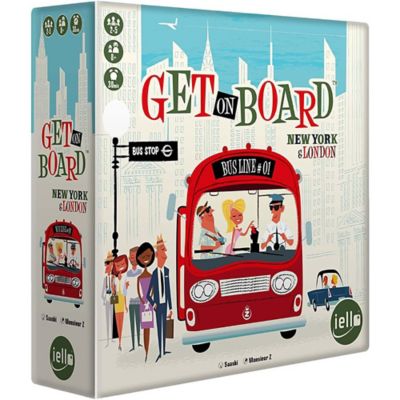 IELLO Get on Board: New York and London City Bus Line Strategy Board Game, 2-5 Players, For Ages 8+