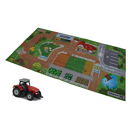 Dickie Toys Majorette - Creatix Farm Playmat Playset with 1 Die-Cast Car, 212056410-FARM