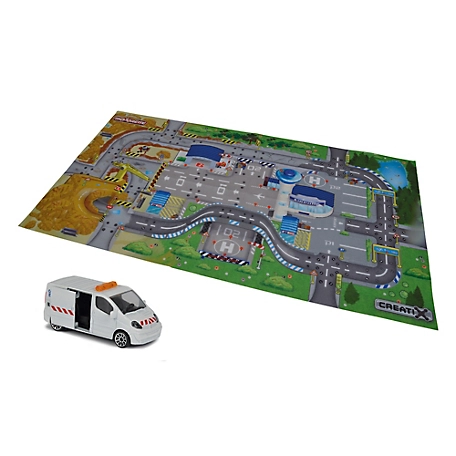 Dickie Toys Majorette - Creatix Construction Playmat Playset with 1 Die-Cast Car, 212056410-CONSTRUCTION