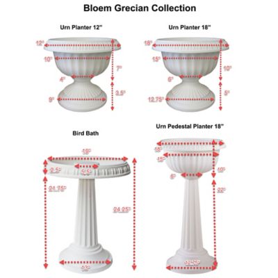 Image showing  1.5 gal. Plastic Grecian Urn Planter, 12 in., Charcoal Gray