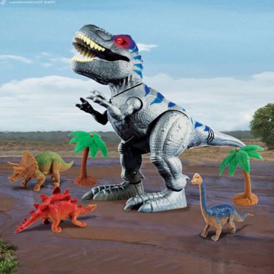 Image showing 8 th Red Box Pre-Historic Times: Dinosaur Playset with Walking T-Rex, Light & Sounds, Children's Playset, Ages 3+