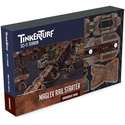 TinkerTurf Sci-Fi Terrain: Maglev Rail Starter - Abandoned Theme, TT-MLS-ABN