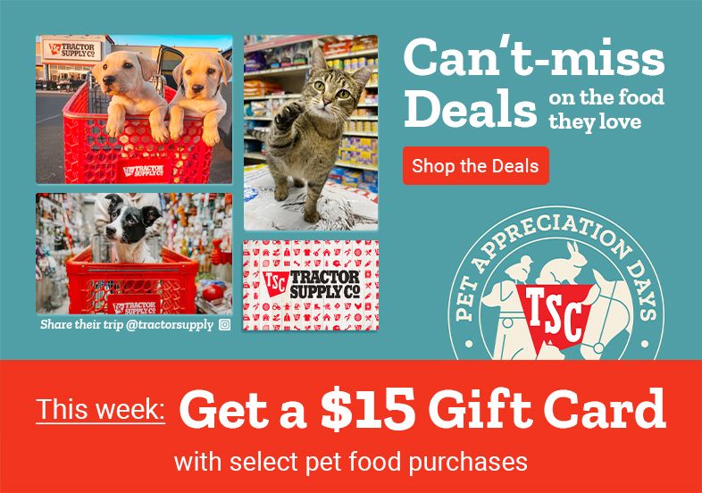 This week's can't-miss deals on the food they love. Shop the deals. This week, get a $15 gift card with select pet food purchases.