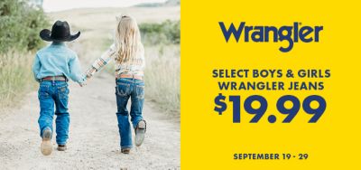 Select Wrangler Boys & Girls Jeans for $19.99