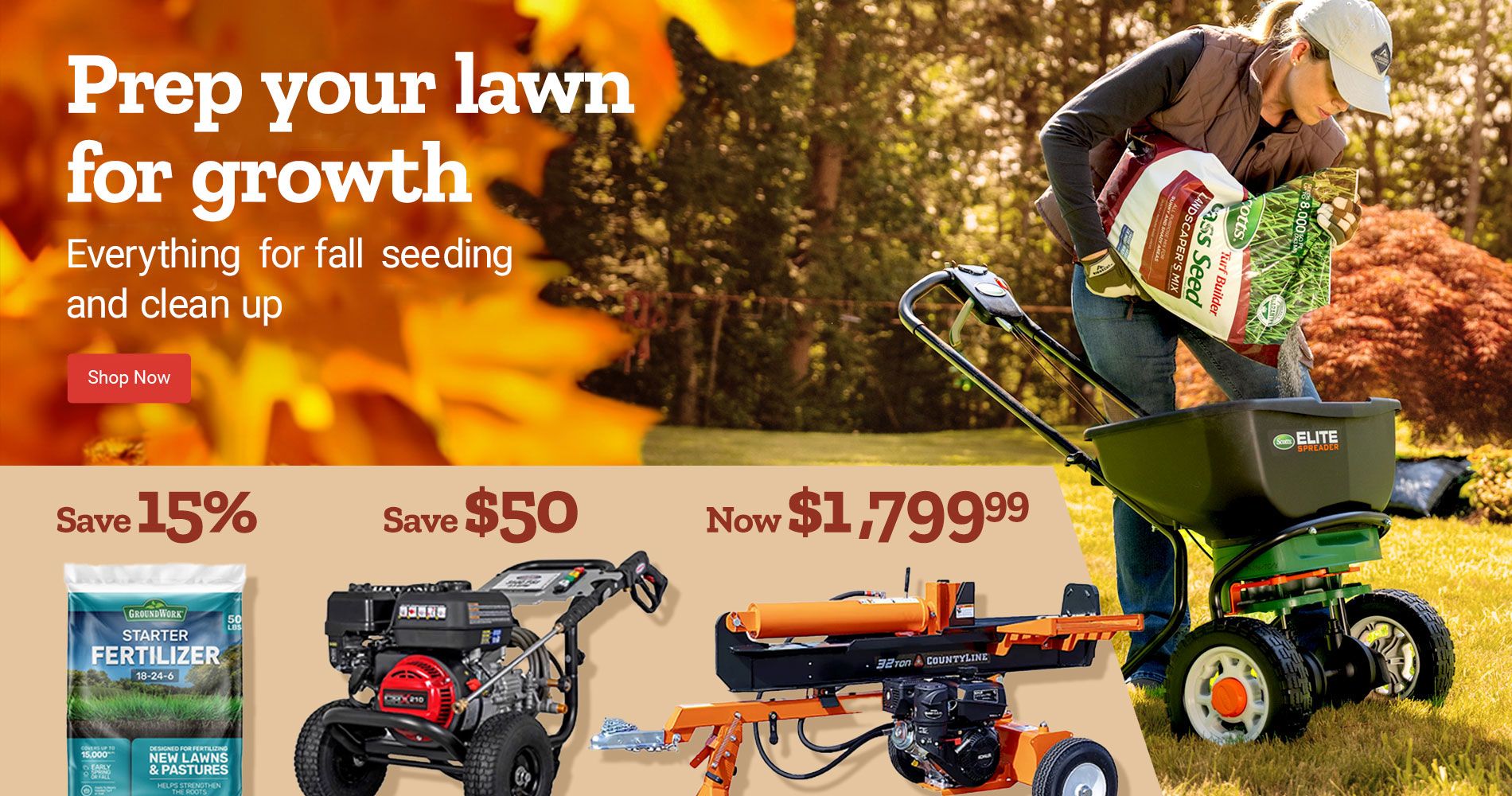 Prep your lawn for growth. Everything for fall seeding, clean up and replanting. Shop Now