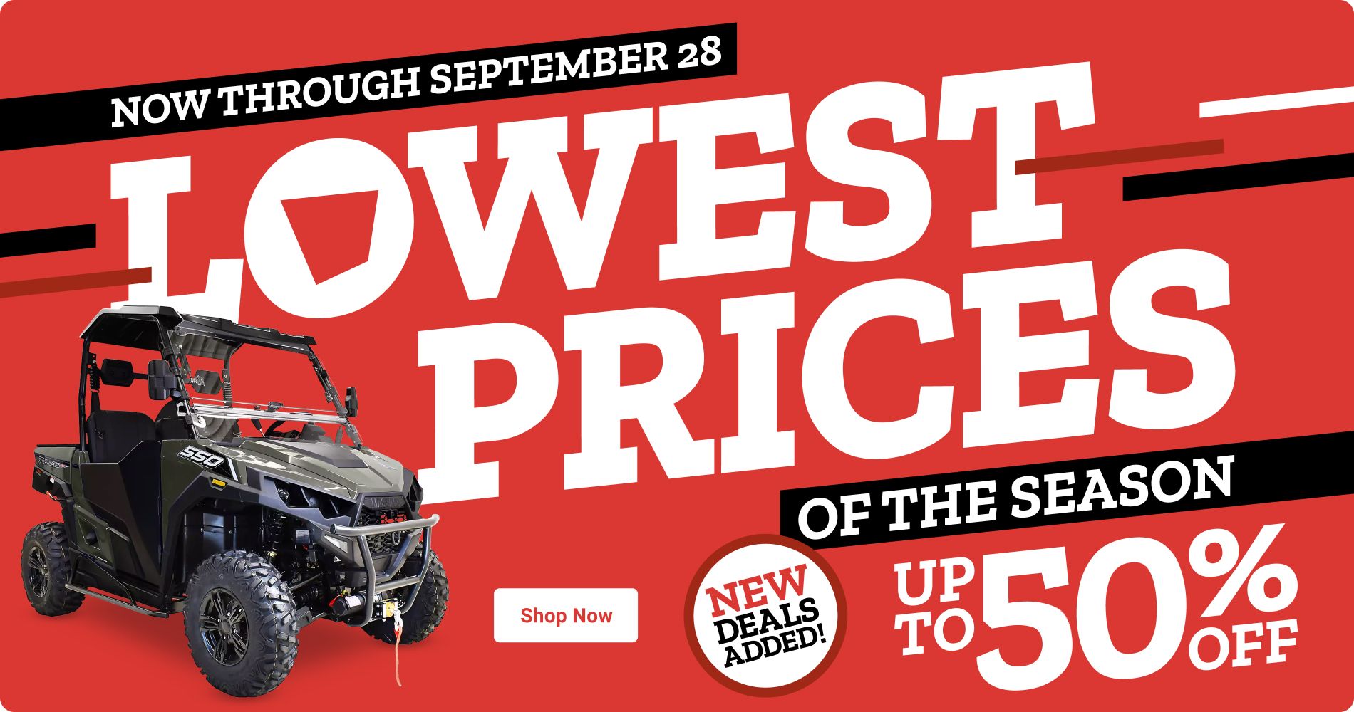 September 20 - 28, Lowest Prices of the Season. Up to 50% off. Shop Now