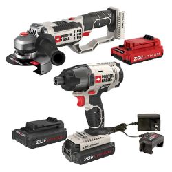 PORTER-CABLE 20V Cordless Grinder or Impact Driver Kit with Batteries