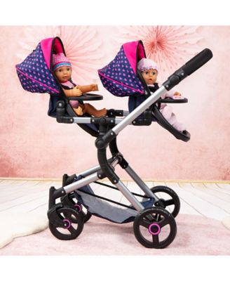 Image showing 7 th Bayer Twin Doll Pram Neo, Dark Blue