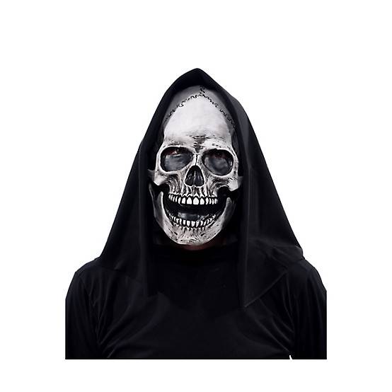 Hooded Skeleton Latex Mask Adult White Hooded Skeleton Latex Mask Adult White