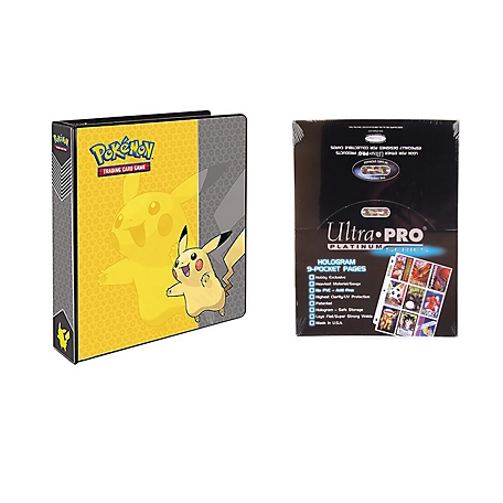Ultra Pro Pokemon Pikachu 2 in. 3-Ring Binder Card Album with 100 Ultra Pro Platinum 9-Pocket Sheets