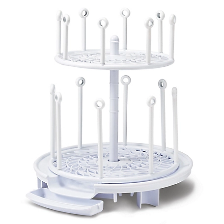 The First Years Spin Stack Drying Rack, 2 Level Large Capacity Baby Bottle Drying Rack, Y1863CA3
