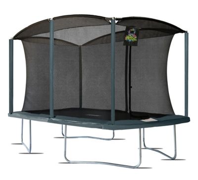 Moxie 8 ft. x 12 ft. Rectangular Outdoor Trampoline Set with Premium Safety Enclosure, Ocean Green