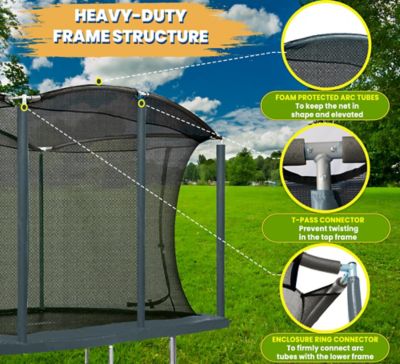 Image showing  8 ft. x 12 ft. Rectangular Outdoor Trampoline Set with Premium Safety Enclosure, Ocean Green