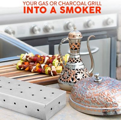 Image showing 6 th Kaluns Stainless Steel Smoker Box, Compatible with Gas or Charcoal Grill, Works with Wood Chips, Hinged Lid