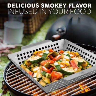 Image showing  Grill Basket for Vegetables and Shrimp, Stainless Steel Material, Fits Most Grills, Great for BBQ or Oven Use