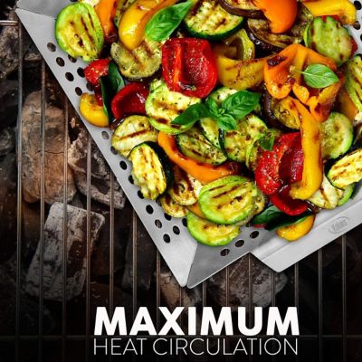 Image showing 5 th Kaluns Grill Basket for Vegetables and Shrimp, Stainless Steel Material, Fits Most Grills, Great for BBQ or Oven Use