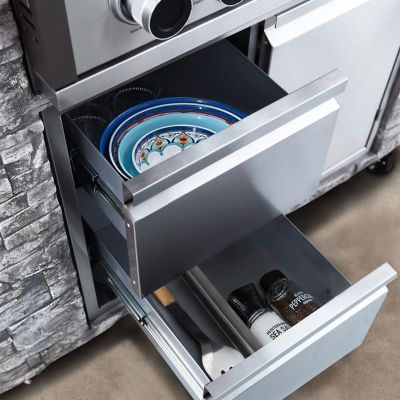 Image showing 5 th Prokan 5-Burner Pro Elite 5B European Ledge Island Propane Gas Grill, Gray