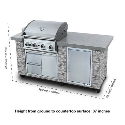 Image showing 8 th Prokan 5-Burner Pro Elite 5B European Ledge Island Propane Gas Grill, Gray