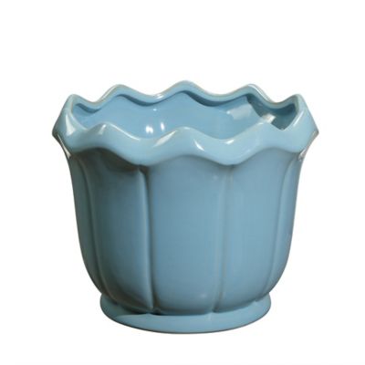 Ames 8.8 qt. Ceramic Carly Round Planter, 12 in., Teal