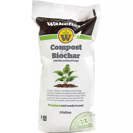 Wakefield BioChar 1 gal Compost and biochar blend with OMRI listed compost and biochar with mycorrhizal fungi Soil Amendments