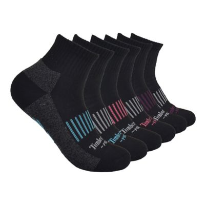 Timberland PRO Women's Contrast Logo Quarter Socks, 6-Pack, 43TB394999TD-001