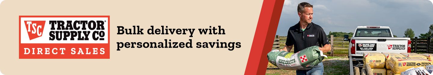 Tractor Supply Direct Sales banner promoting bulk delivery with personalized savings.