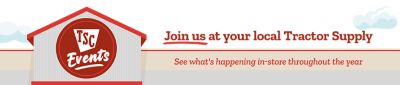 Tractor Supply Events banner promoting local Tractor Supply store events throughout the year, with TSC Events logo and the message Join us at your local Tractor Supply.