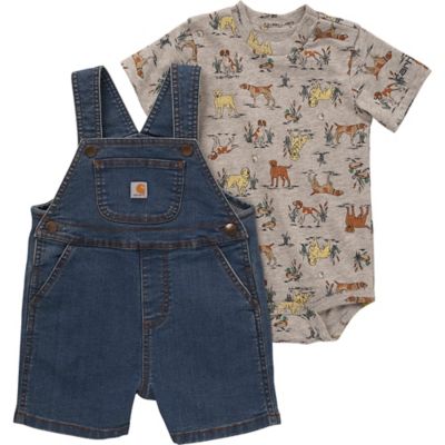 Carhartt Toddler Boys' Relaxed Fit Short-Sleeve Bodysuit and Denim Shortall Set