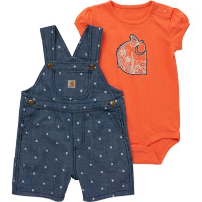 Carhartt Short-Sleeve Bodysuit and Chambray Shortall Set